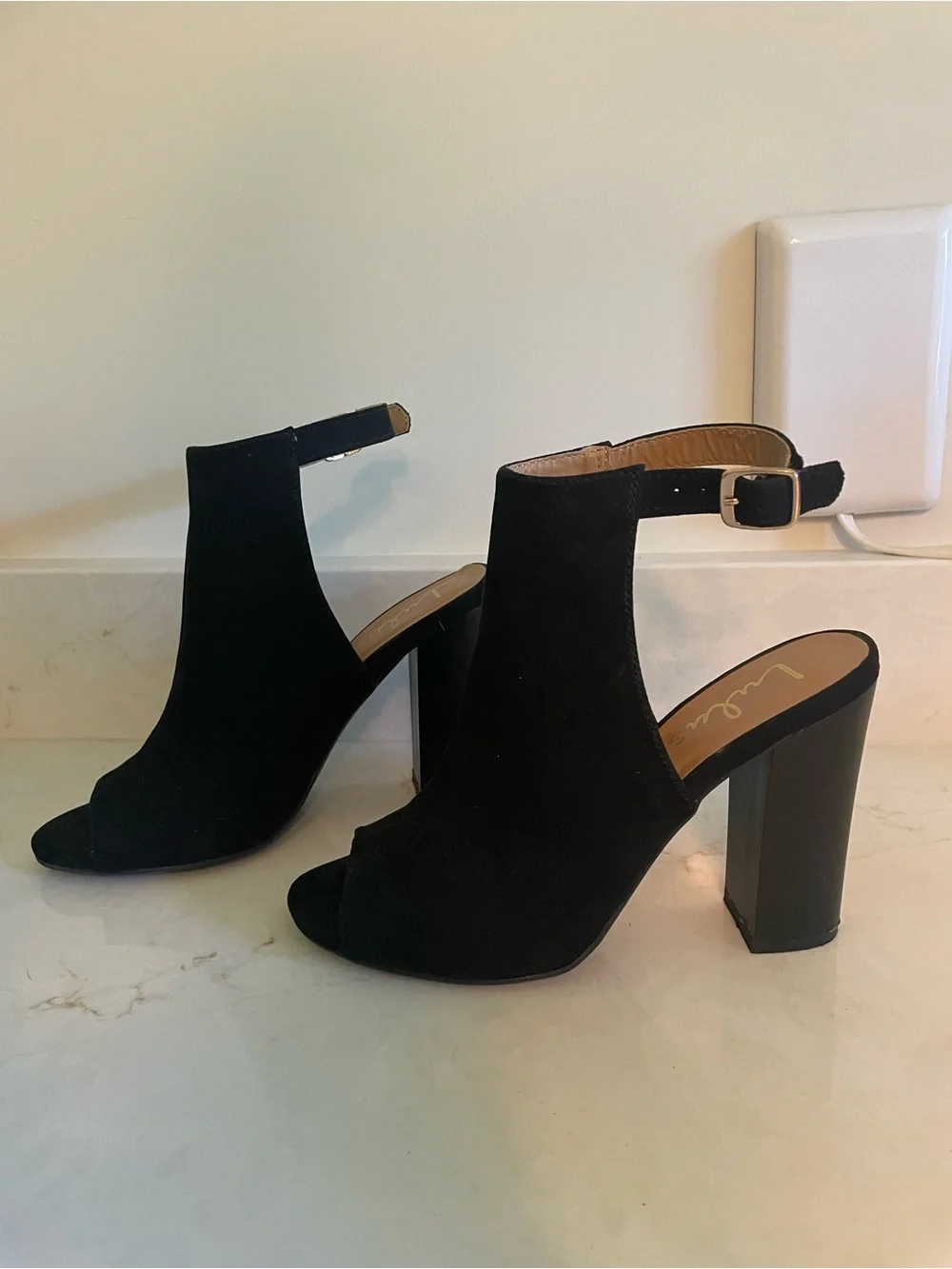 Lulus Budding Romance Black Suede Peep-toe Booties - Size 8